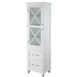 Teamson Home Blue Ridge Linen Tower Cabinet with Adjustable Shelves, White