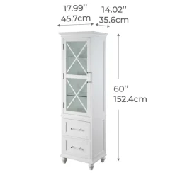 Teamson Home Blue Ridge Linen Tower Cabinet with Adjustable Shelves, White