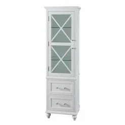 Teamson Home Blue Ridge Linen Tower Cabinet with Adjustable Shelves, White