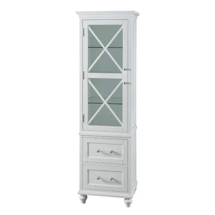 Teamson Home Blue Ridge Linen Tower Cabinet with Adjustable Shelves, White