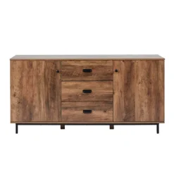 Teamson Home Brooklyn Sideboard with Storage Plus Metal Legs and Handles, Brown Acacia- FINAL SALE