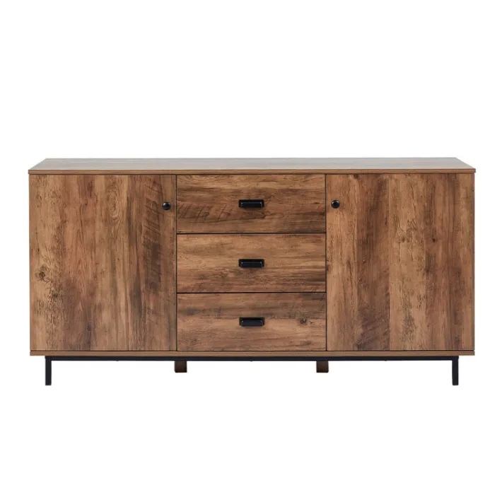 Teamson Home Brooklyn Sideboard with Storage Plus Metal Legs and Handles, Brown Acacia- FINAL SALE
