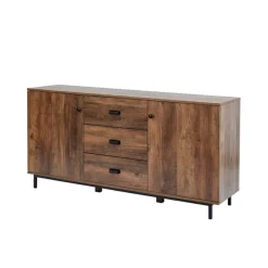 Teamson Home Brooklyn Sideboard with Storage Plus Metal Legs and Handles, Brown Acacia- FINAL SALE