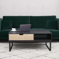 Teamson Home Bryson Two-Tone Lift Top Coffee Table Desk with Storage, Black -FINAL SALE
