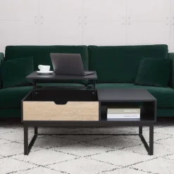 Teamson Home Bryson Two-Tone Lift Top Coffee Table Desk with Storage, Black -FINAL SALE