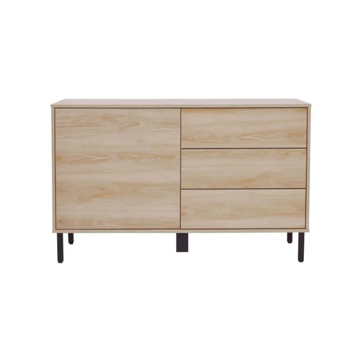 Teamson Home Cairo Industrial-Chic Mid-Century Modern 1 Door, 2 Shelf, 3 Drawer Storage Sideboard, Oak- FINAL SALE