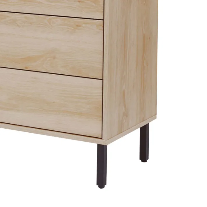 Teamson Home Cairo Industrial-Chic Mid-Century Modern 1 Door, 2 Shelf, 3 Drawer Storage Sideboard, Oak- FINAL SALE