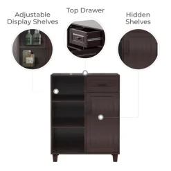 Teamson Home Catalina Single Door Free Standing Cabinet with Open Shelves and Drawer -FINAL SALE