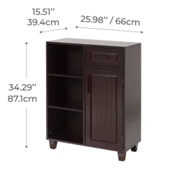 Teamson Home Catalina Single Door Free Standing Cabinet with Open Shelves and Drawer -FINAL SALE