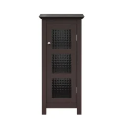 Teamson Home Chesterfield Floor Cabinet with Waffle Glass Door, Espresso