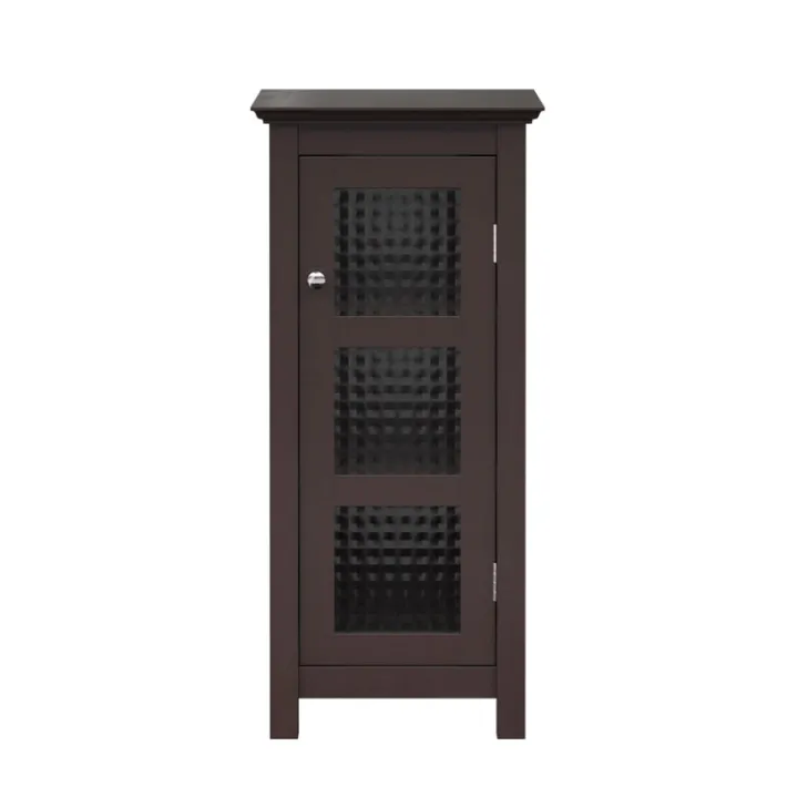 Teamson Home Chesterfield Floor Cabinet with Waffle Glass Door, Espresso