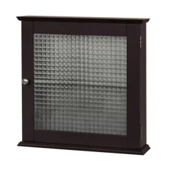 Teamson Home Chesterfield Removable Medicine Cabinet with Waffle Glass Door, Espresso