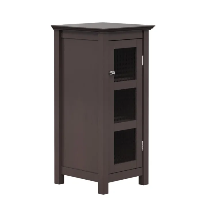 Teamson Home Chesterfield Floor Cabinet with Waffle Glass Door, Espresso