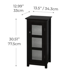 Teamson Home Chesterfield Floor Cabinet with Waffle Glass Door, Espresso