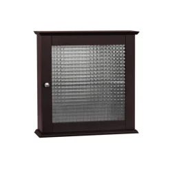Teamson Home Chesterfield Removable Medicine Cabinet with Waffle Glass Door, Espresso