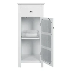 Teamson Home Connor Floor Cabinet with Adjustable Shelf and Storage Drawer, White