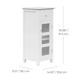 Teamson Home Connor Floor Cabinet with Adjustable Shelf and Storage Drawer, White