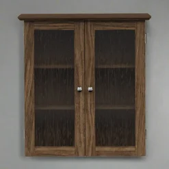 Teamson Home Connor Removable Two-Door Wall Cabinet, Walnut