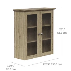 Teamson Home Connor Removable Two-Door Wall Cabinet, Light Oak