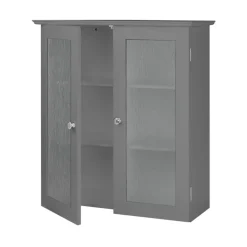 Teamson Home Connor Removable Two-Door Wall Cabinet, Grey