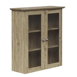 Teamson Home Connor Removable Two-Door Wall Cabinet, Light Oak