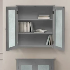 Teamson Home Connor Removable Two-Door Wall Cabinet, Grey
