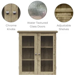 Teamson Home Connor Removable Two-Door Wall Cabinet, Light Oak