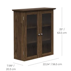 Teamson Home Connor Removable Two-Door Wall Cabinet, Walnut
