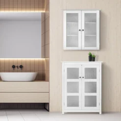 Teamson Home Connor Removable Two-Door Wall Cabinet, White