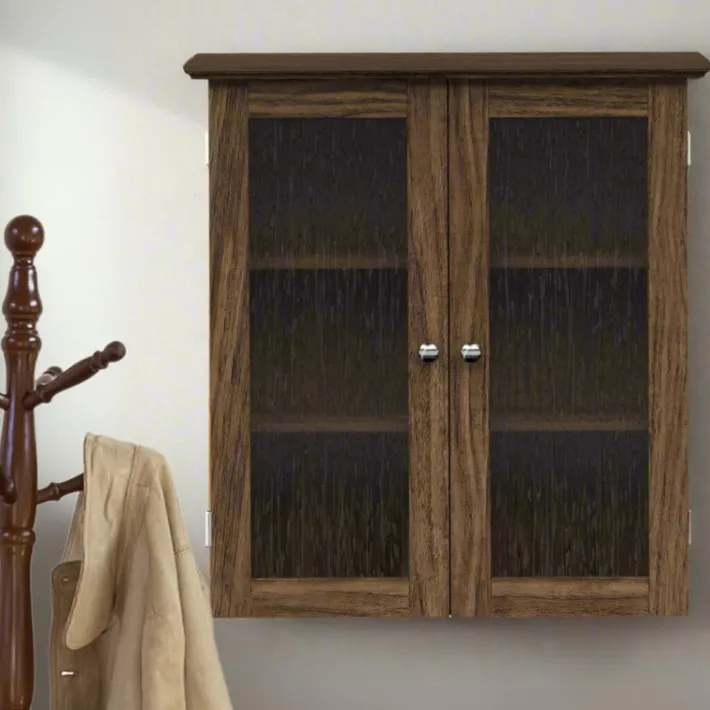 Teamson Home Connor Removable Two-Door Wall Cabinet, Walnut
