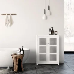 Teamson Home Connor Two-Door Floor Cabinet with Adjustable Shelf, White