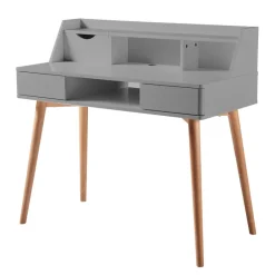 Teamson Home Creativo Writing Desk with Storage, Light Gray/Natural