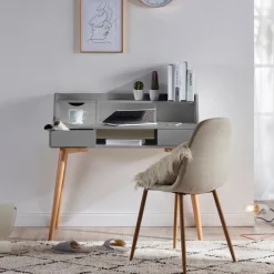 Teamson Home Creativo Writing Desk with Storage, Light Gray/Natural