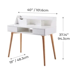 Teamson Home Creativo Writing Desk with Storage, White/Natural