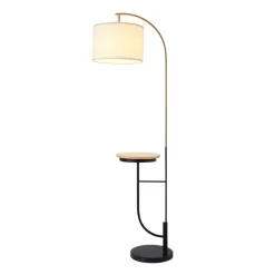 Teamson Home Danna Arc 65" Floor Lamp with Table and USB Port, White