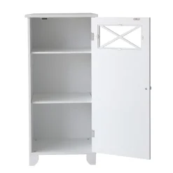 Teamson Home Dawson Freestanding Floor Cabinet with Decorative Glass Panel, White