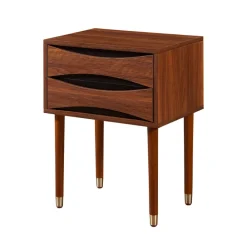 Teamson Home Dawson Modern Side Table with Storage, Walnut