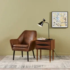 Teamson Home Dawson Modern Side Table with Storage, Walnut