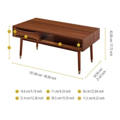 Teamson Home Dawson Modern Coffee Table with Storage, Walnut