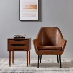 Teamson Home Dawson Modern Side Table with Storage, Walnut