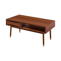 Teamson Home Dawson Modern Coffee Table with Storage, Walnut