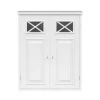 Teamson Home Dawson Removable Two-Door Wall Cabinet with Decorative Glass Panels, White