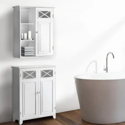 Teamson Home Dawson Removable Wall Cabinet with Open Shelving, White