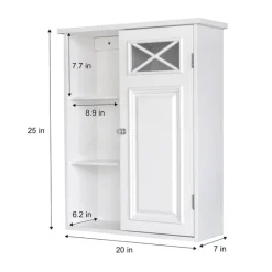 Teamson Home Dawson Removable Wall Cabinet with Open Shelving, White