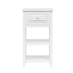 Teamson Home Dawson Side Table with Drawer and Open Shelves, White- FINAL SALE