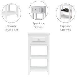 Teamson Home Dawson Side Table with Drawer and Open Shelves, White- FINAL SALE
