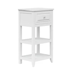 Teamson Home Dawson Side Table with Drawer and Open Shelves, White- FINAL SALE