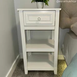 Teamson Home Dawson Side Table with Drawer and Open Shelves, White- FINAL SALE