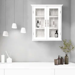 Teamson Home Delaney Removable Two-Door Wall Cabinet, White