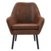 Teamson Home Divano Armchair with Aged Fabric and Solid Wood Legs, Brown- FINAL SALE